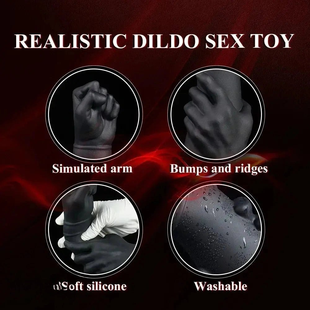 Black fist shaped silicone dildo, photo 5