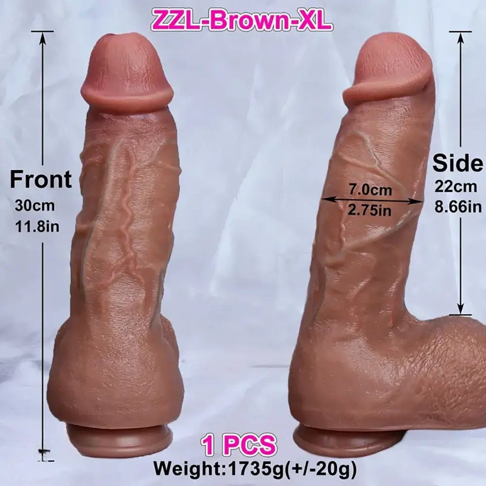 Flesh huge realistic double-layer silicone dildo