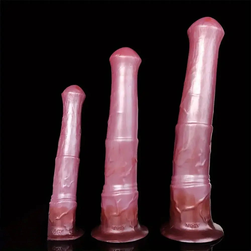 Colorful ridged horse style silicone dildo, photo 1