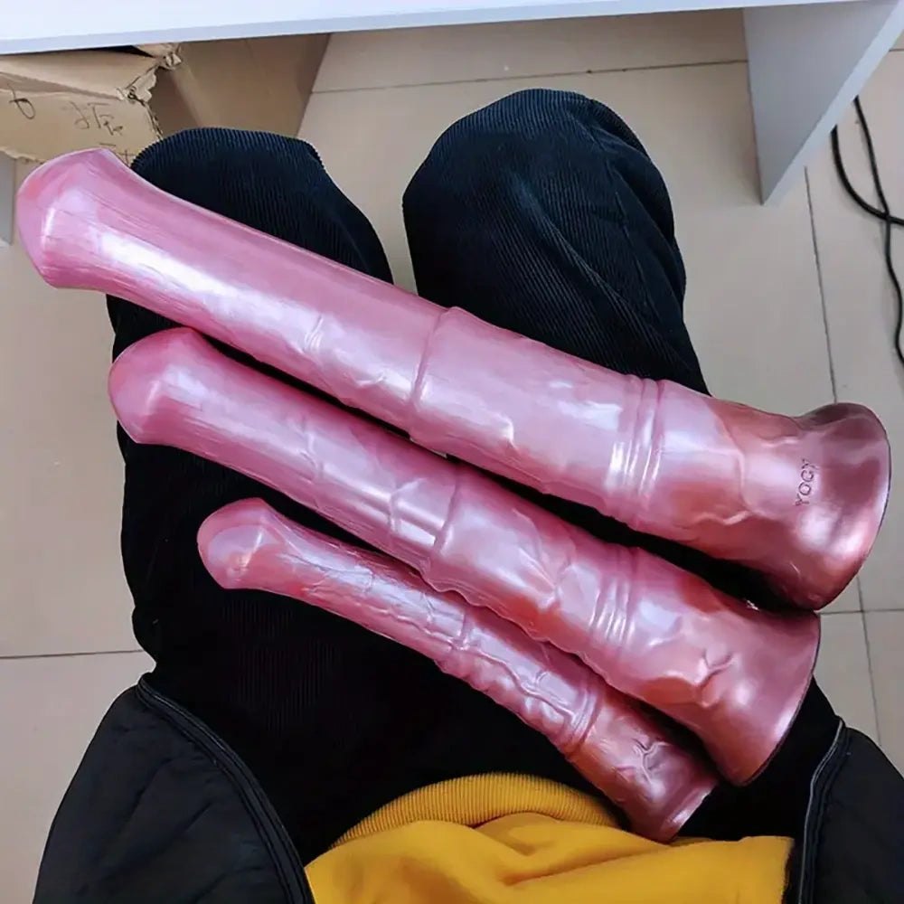 Colorful ridged horse style silicone dildo, photo 11