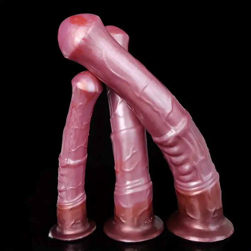 Colorful ridged horse style silicone dildo, photo 2
