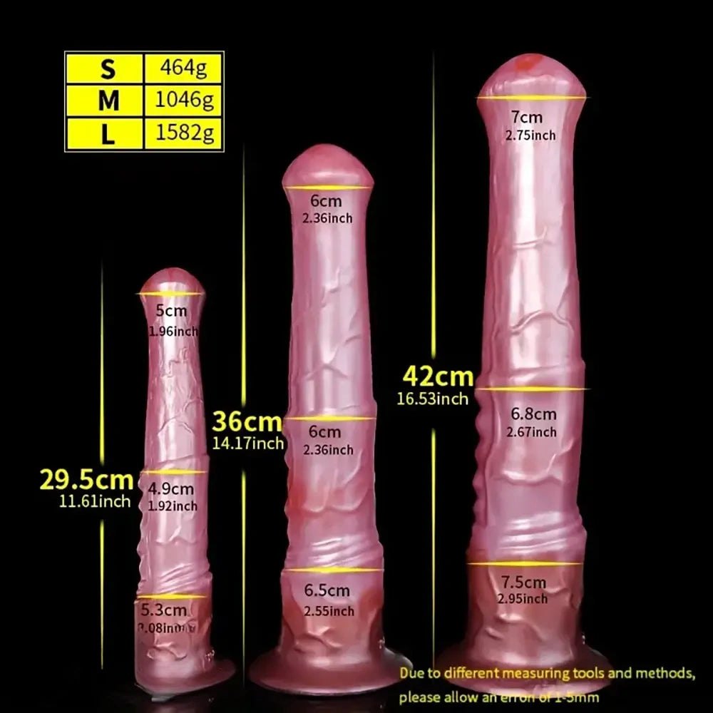Colorful ridged horse style silicone dildo, photo 3