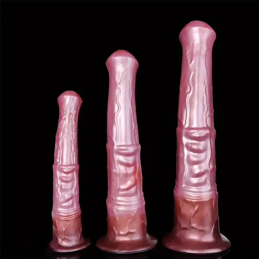 Colorful ridged horse style silicone dildo, photo 6