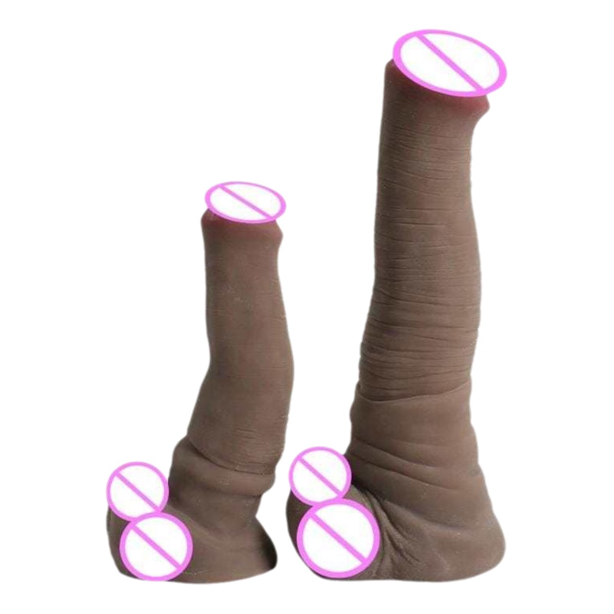 Brown realistic silicone dildo with suction cup base, photo 1