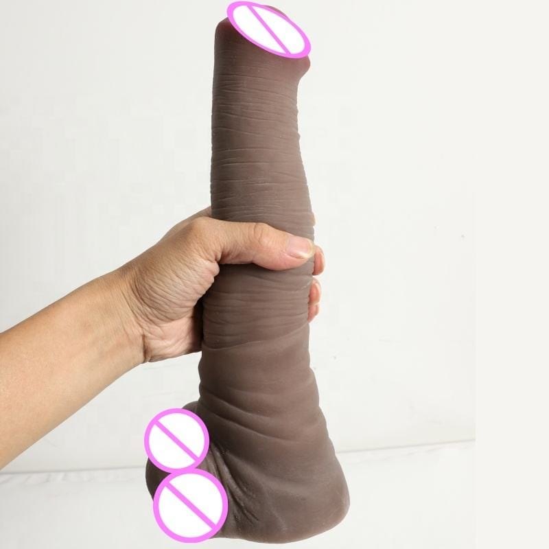 Brown realistic silicone dildo with suction cup base, photo 2