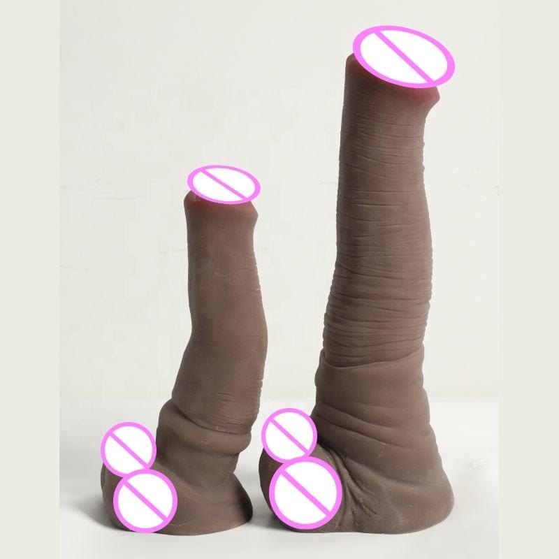 Brown realistic silicone dildo with suction cup base, photo 3