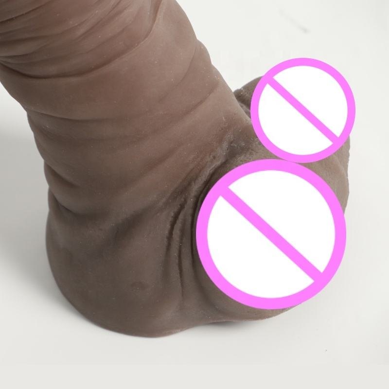 Brown realistic silicone dildo with suction cup base, photo 6