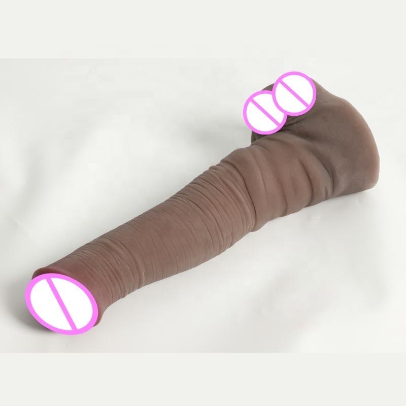 Brown realistic silicone dildo with suction cup base, photo 7