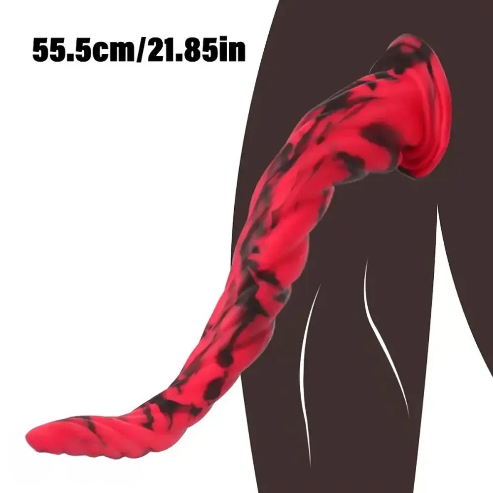 Ridged marbled silicone suction cup dildo, photo 1