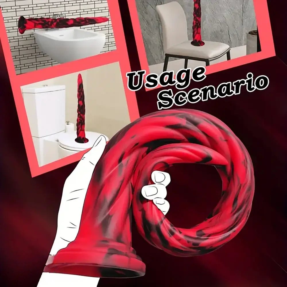 Ridged marbled silicone suction cup dildo, photo 9