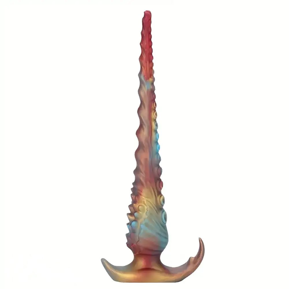 Red gold tentacle silicone fantasy dildo, photo 1