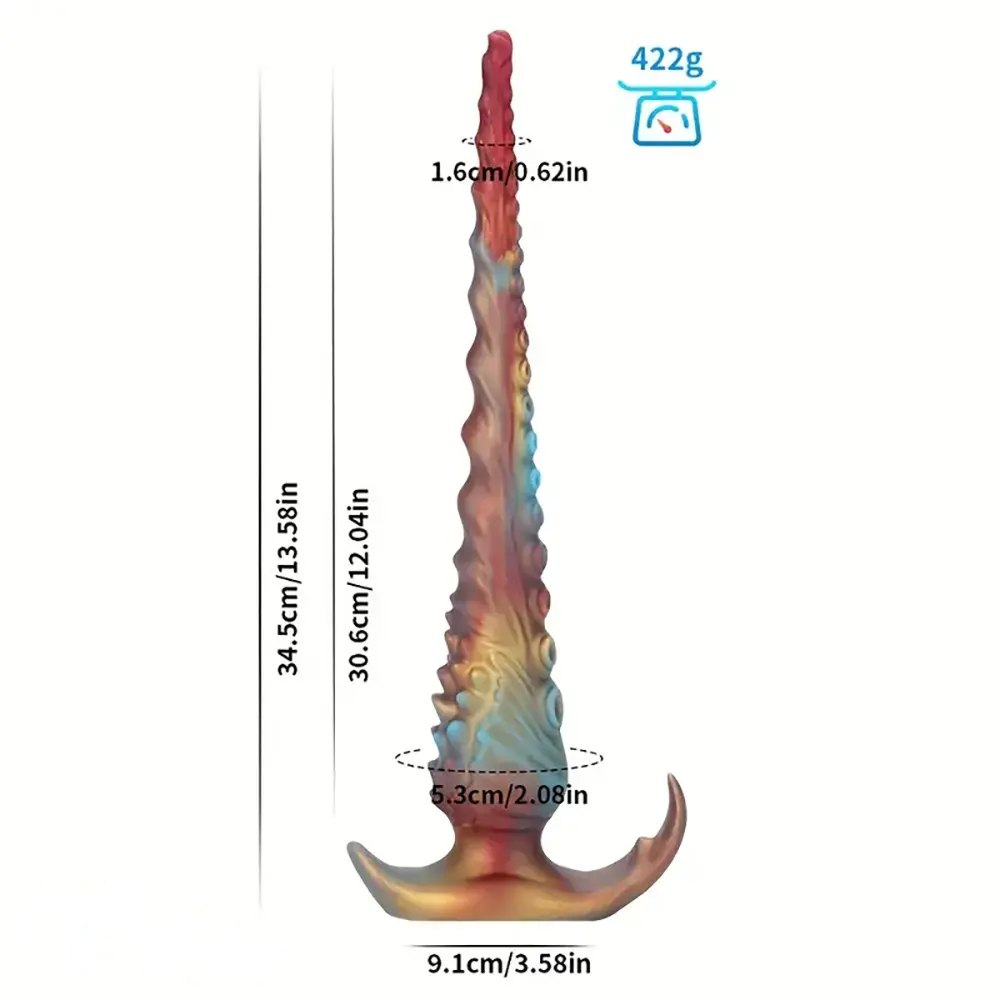 Red gold tentacle silicone fantasy dildo, photo 3