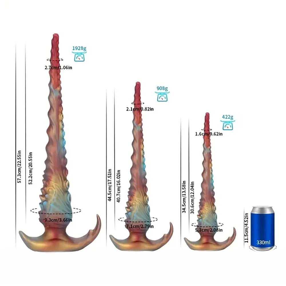 Red gold tentacle silicone fantasy dildo, photo 7