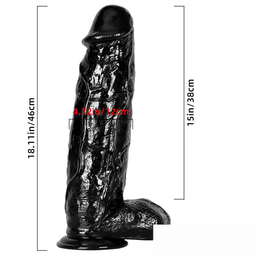 Black realistic PVC dildo, photo 12