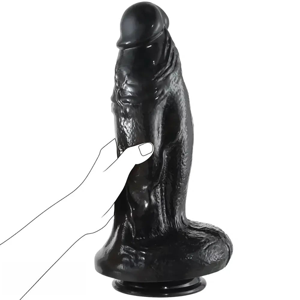 Huge black veined suction cup dildo, photo 1