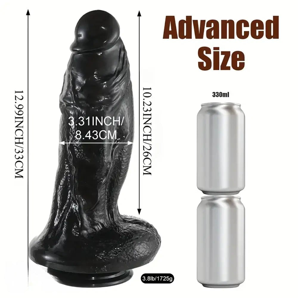 Huge black veined suction cup dildo, photo 3