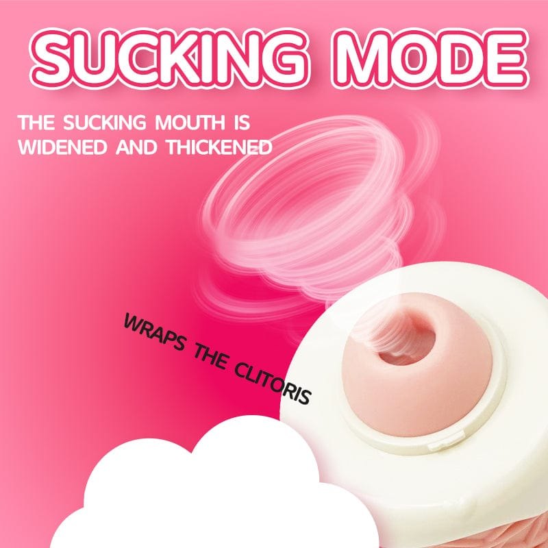 Pink and white ice cream cone silicone clit sucking vibrator, photo 2