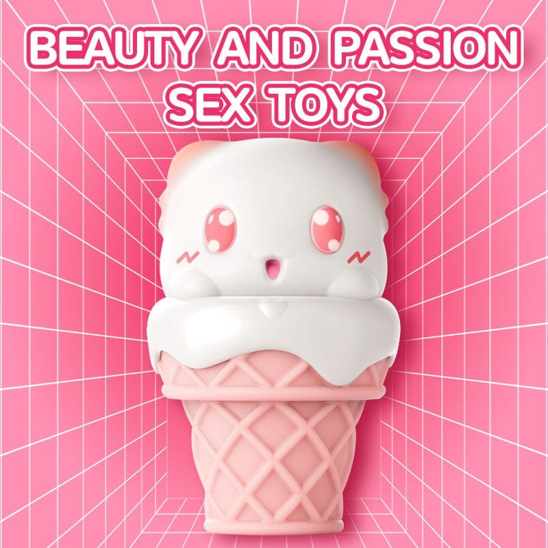 Pink and white ice cream cone silicone clit sucking vibrator, photo 3