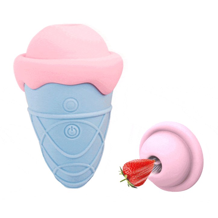 Blue and purple cone-shaped suction vibrator, photo 1