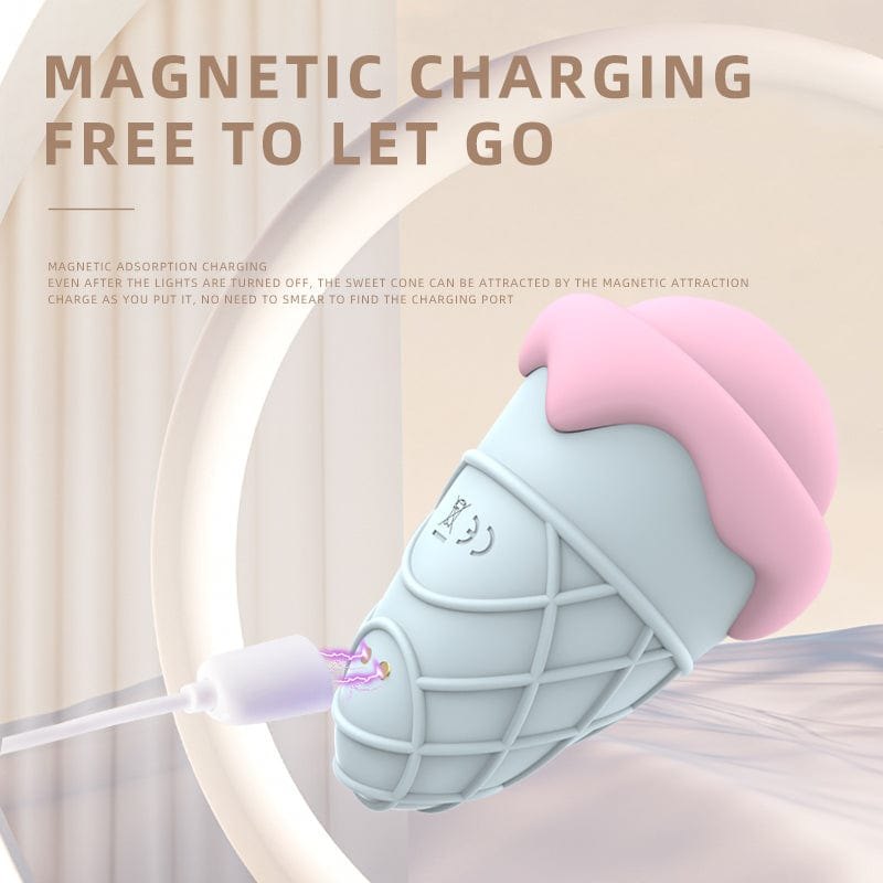 Blue and purple cone-shaped suction vibrator, photo 5
