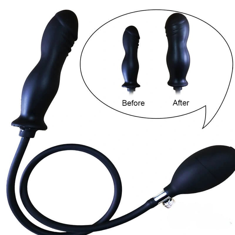 Black inflatable anal dildo with pump, photo 2