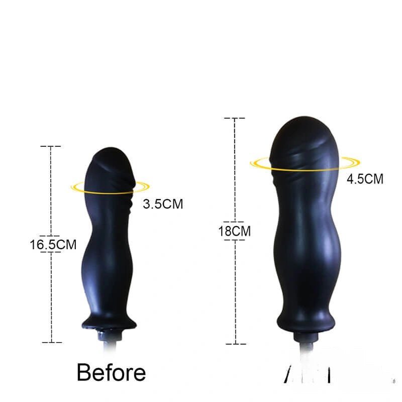 Black inflatable anal dildo with pump, photo 3