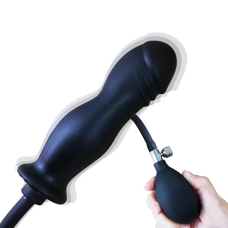 Black inflatable anal dildo with pump, photo 4