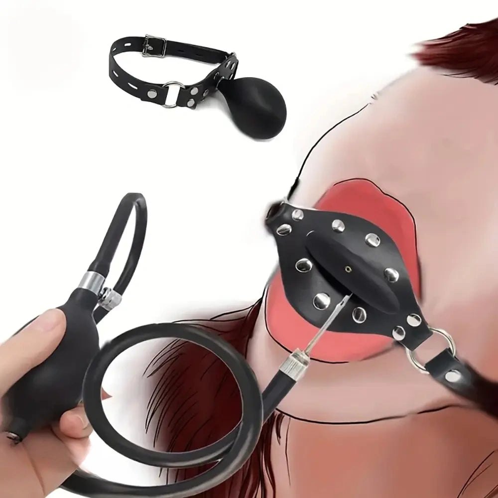 Black silicone inflatable ball gag, photo 2