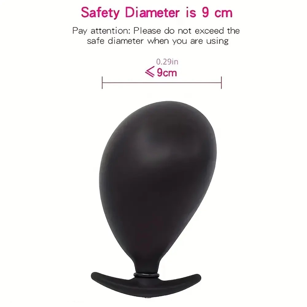 Black silicone inflatable ball gag, photo 6