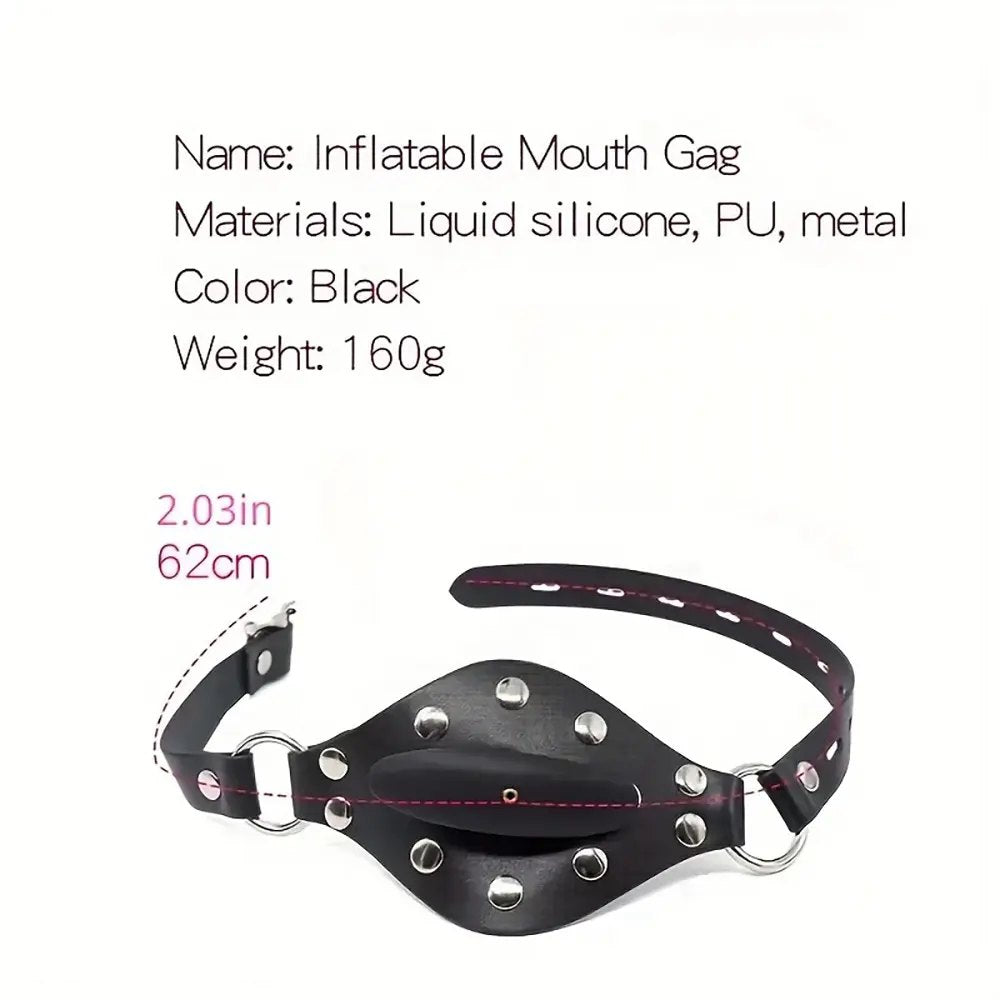 Black silicone inflatable ball gag, photo 9