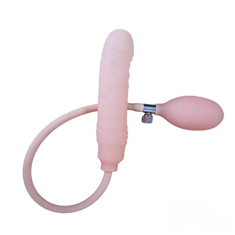 Flesh tone inflatable silicone dildo, photo 1