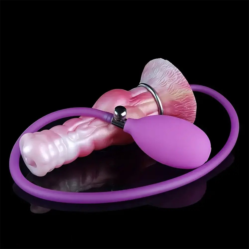 Pearl silicone inflatable dog knot dildo, photo 1