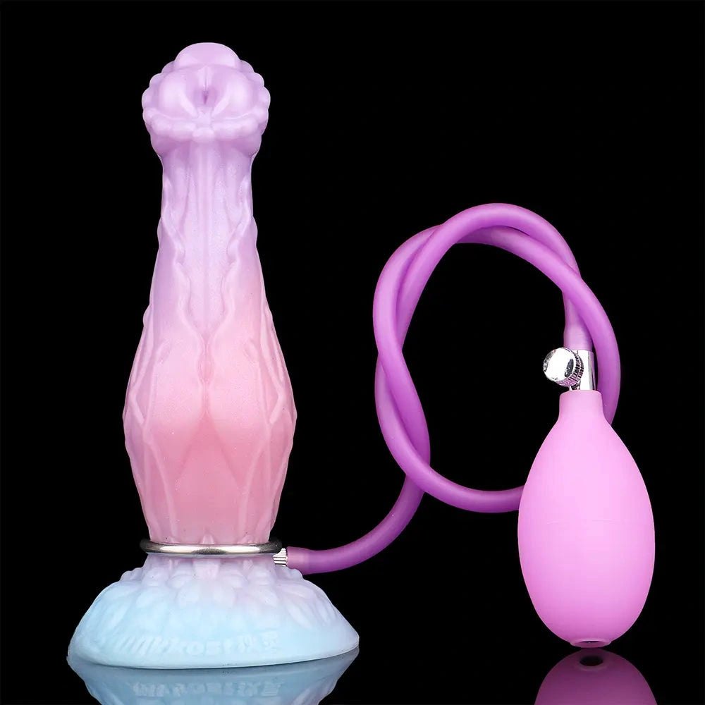 Pink and blue ombre inflatable fantasy dildo, photo 1