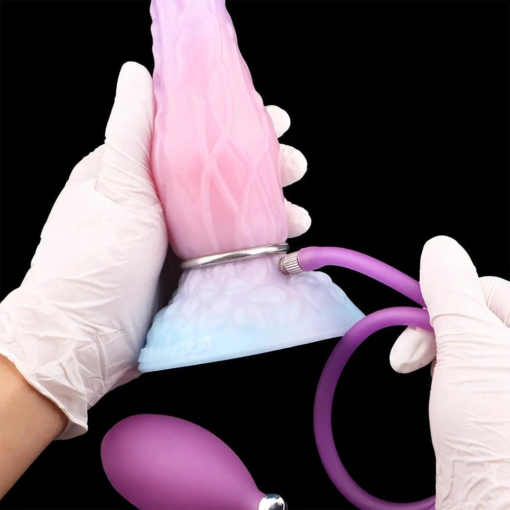 Pink and blue ombre inflatable fantasy dildo, photo 11