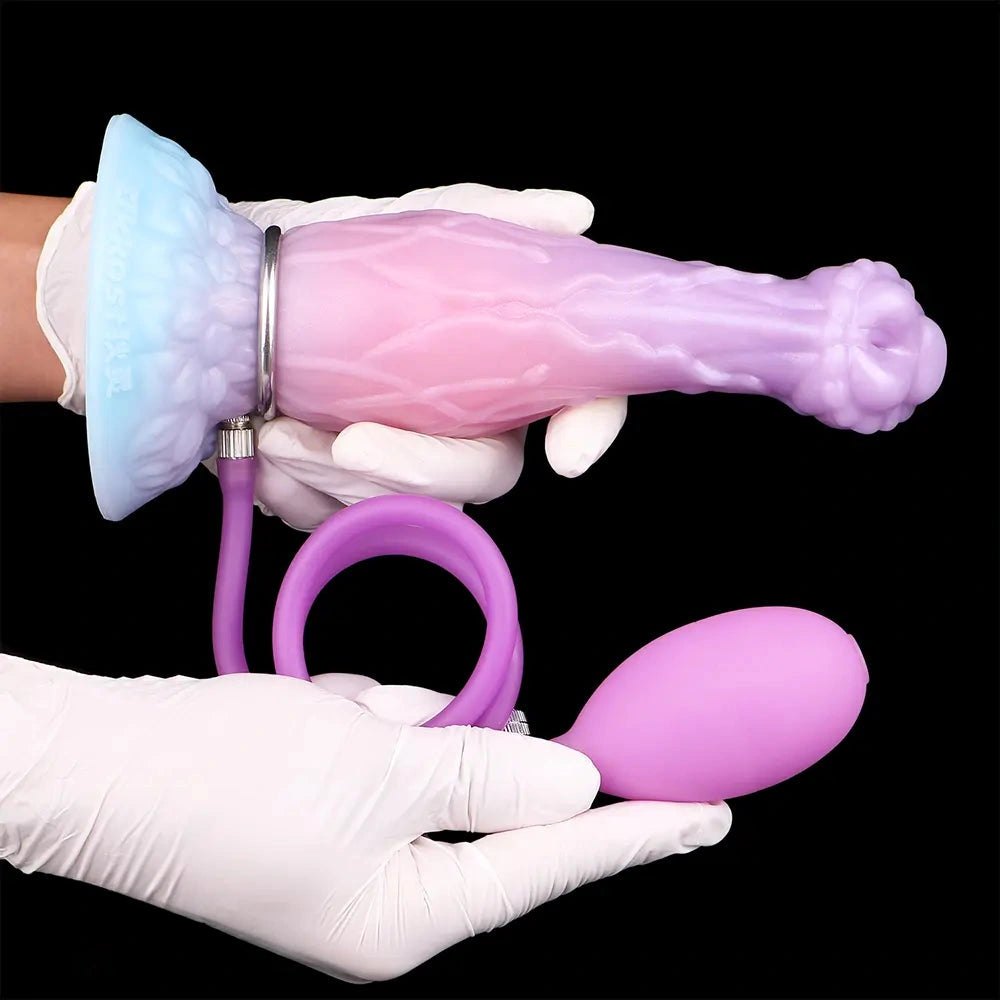 Pink and blue ombre inflatable fantasy dildo, photo 12