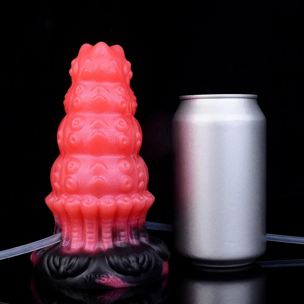 Red ridged fantasy silicone dildo kit, photo 11