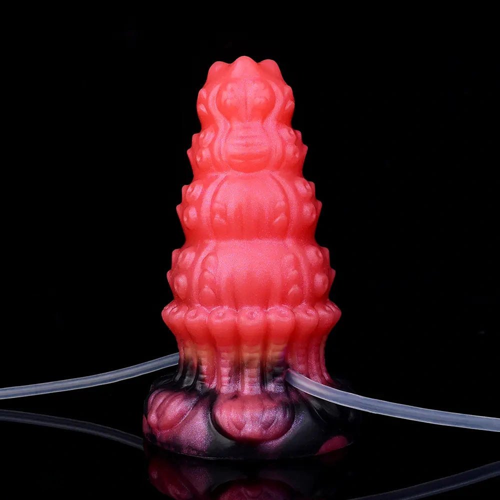 Red ridged fantasy silicone dildo kit, photo 12