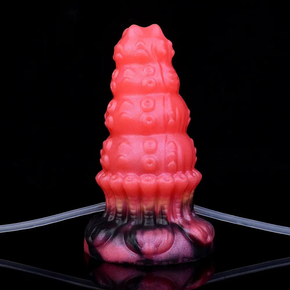 Red ridged fantasy silicone dildo kit, photo 13