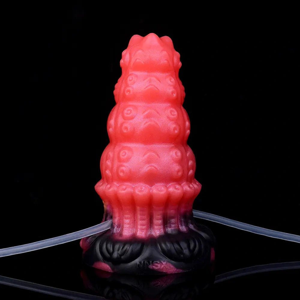 Red ridged fantasy silicone dildo kit, photo 14