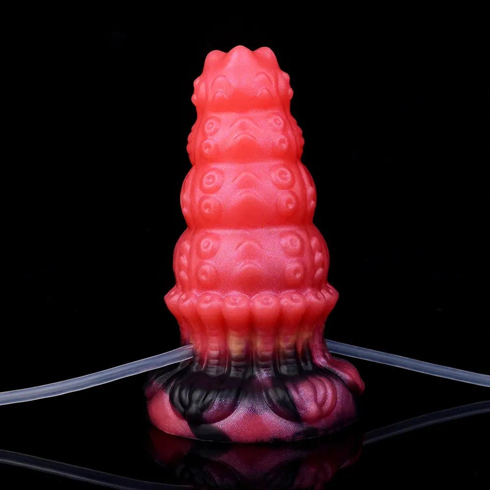 Red ridged fantasy silicone dildo kit, photo 15
