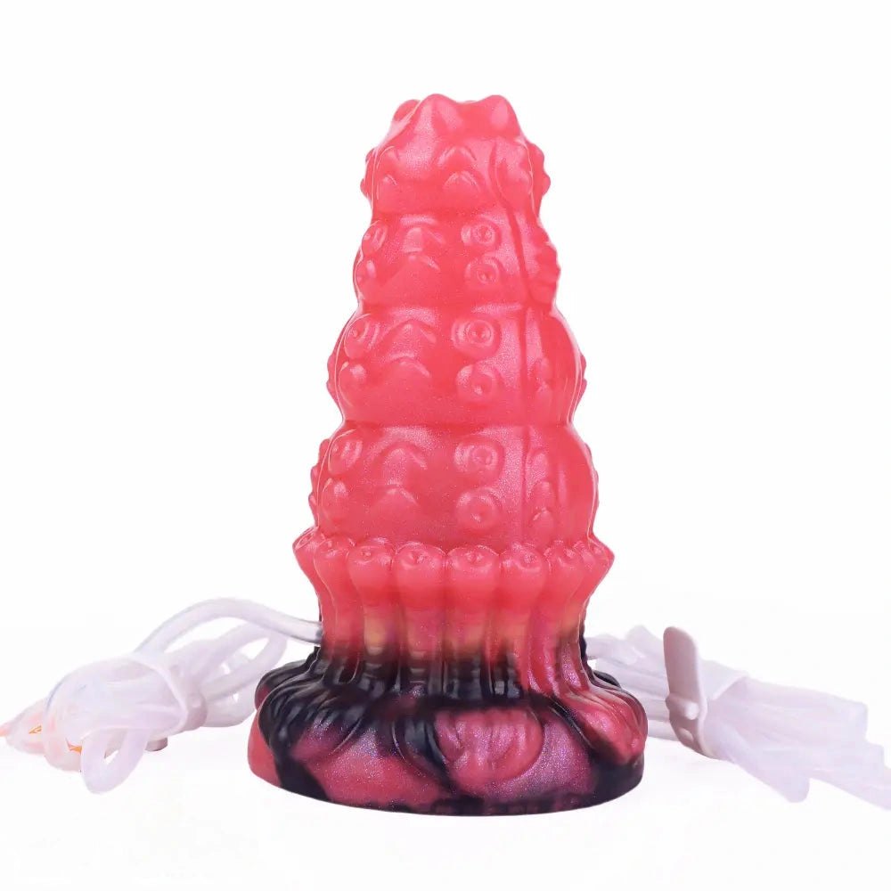 Red ridged fantasy silicone dildo kit, photo 2