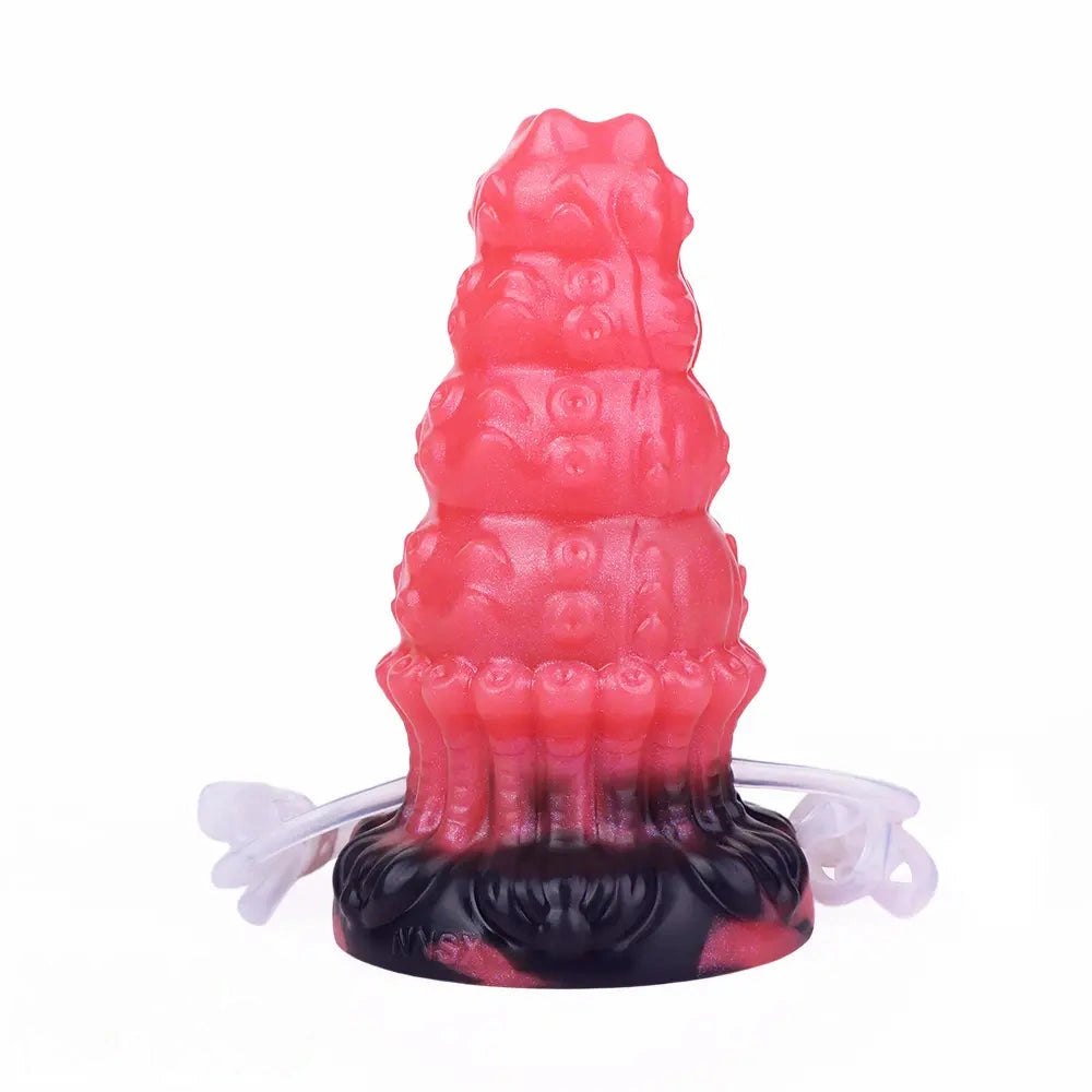 Red ridged fantasy silicone dildo kit, photo 4
