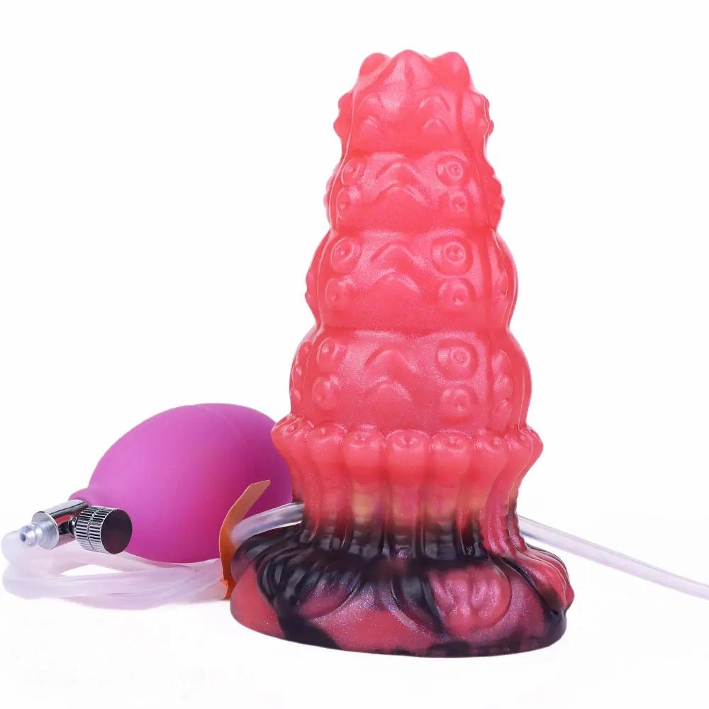 Red ridged fantasy silicone dildo kit, photo 5