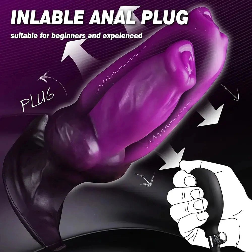 Purple inflatable silicone knot anal plug, photo 1