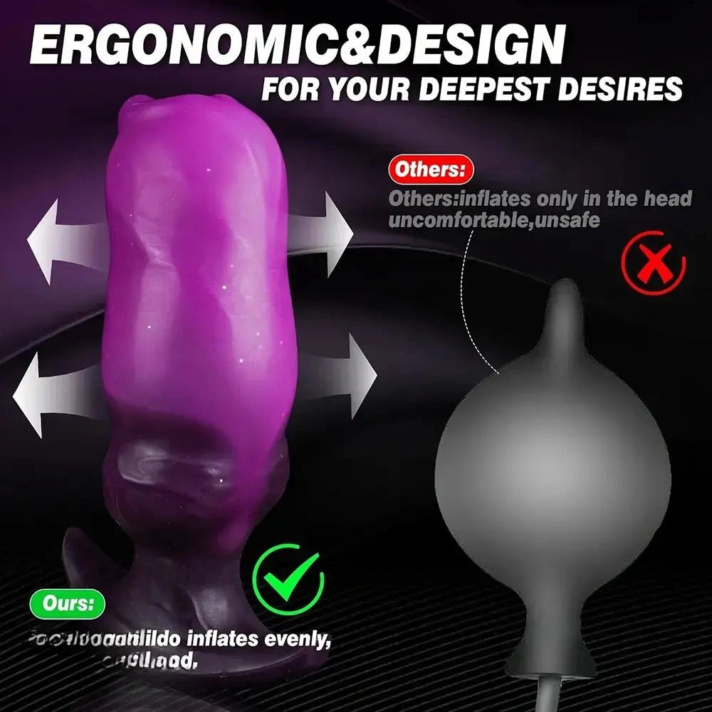 Purple inflatable silicone knot anal plug, photo 2
