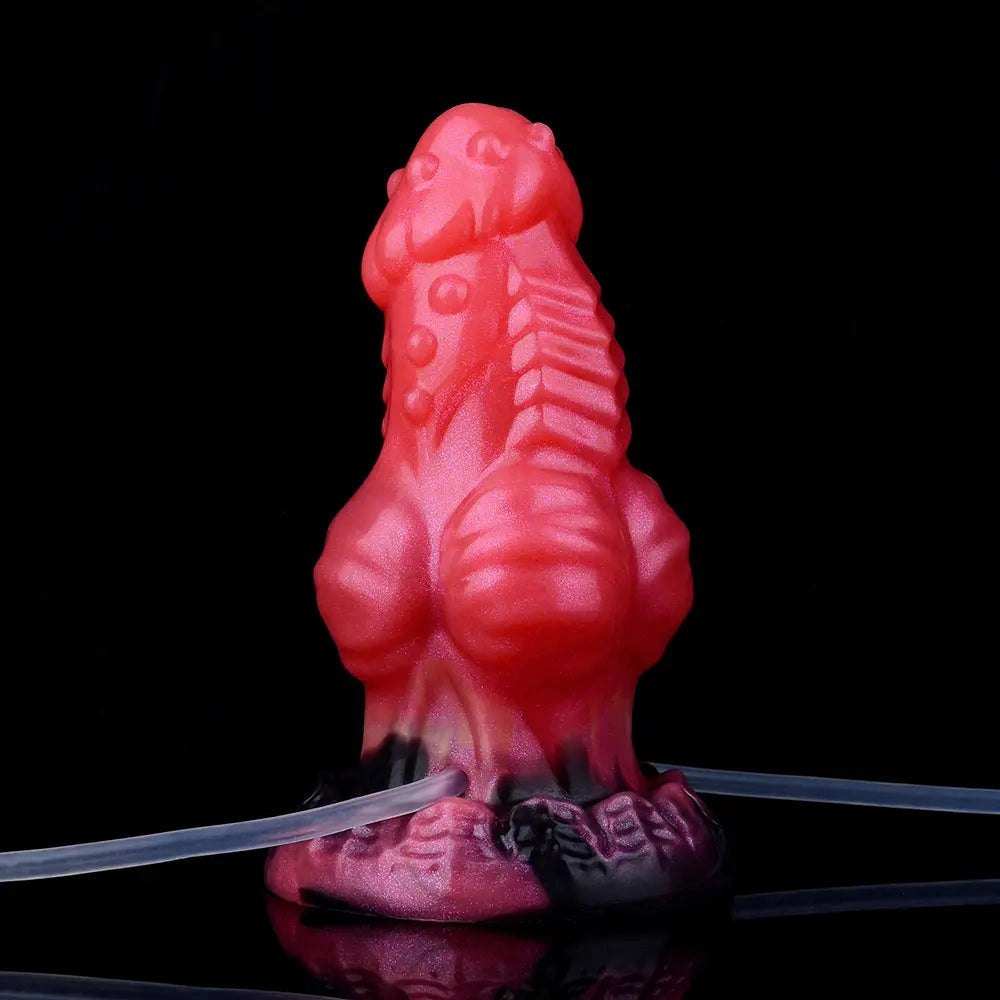 Red dragon knot fantasy dildo with fill kit, photo 13