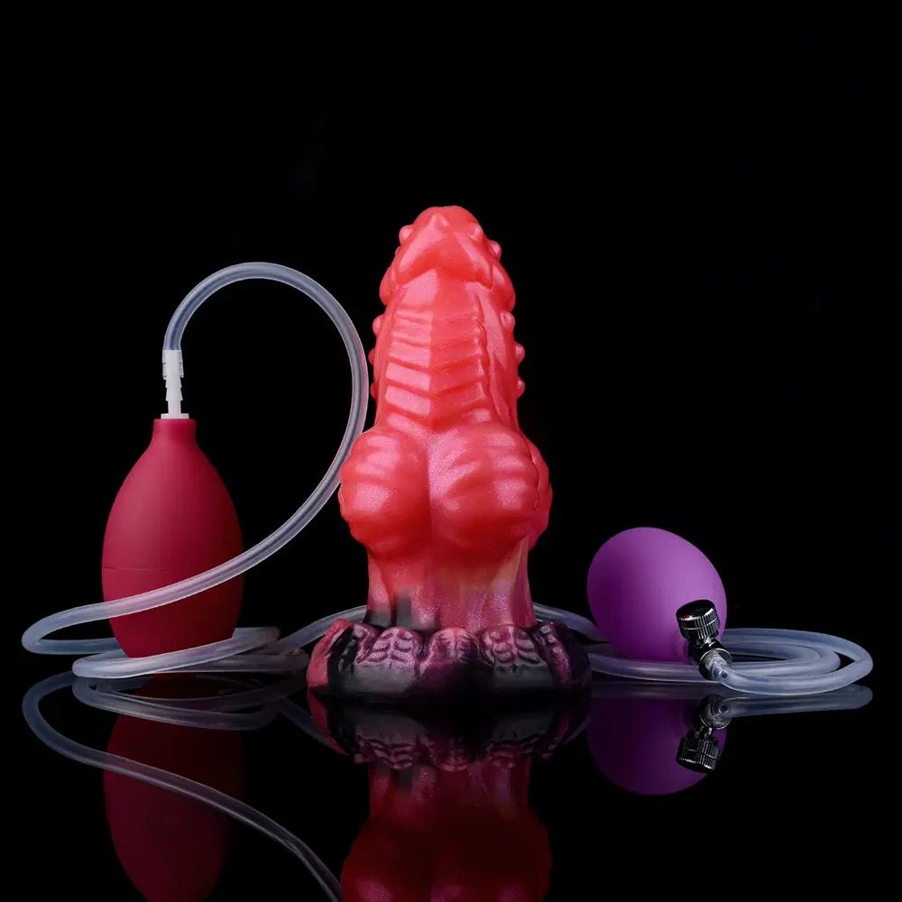 Red dragon knot fantasy dildo with fill kit, photo 16