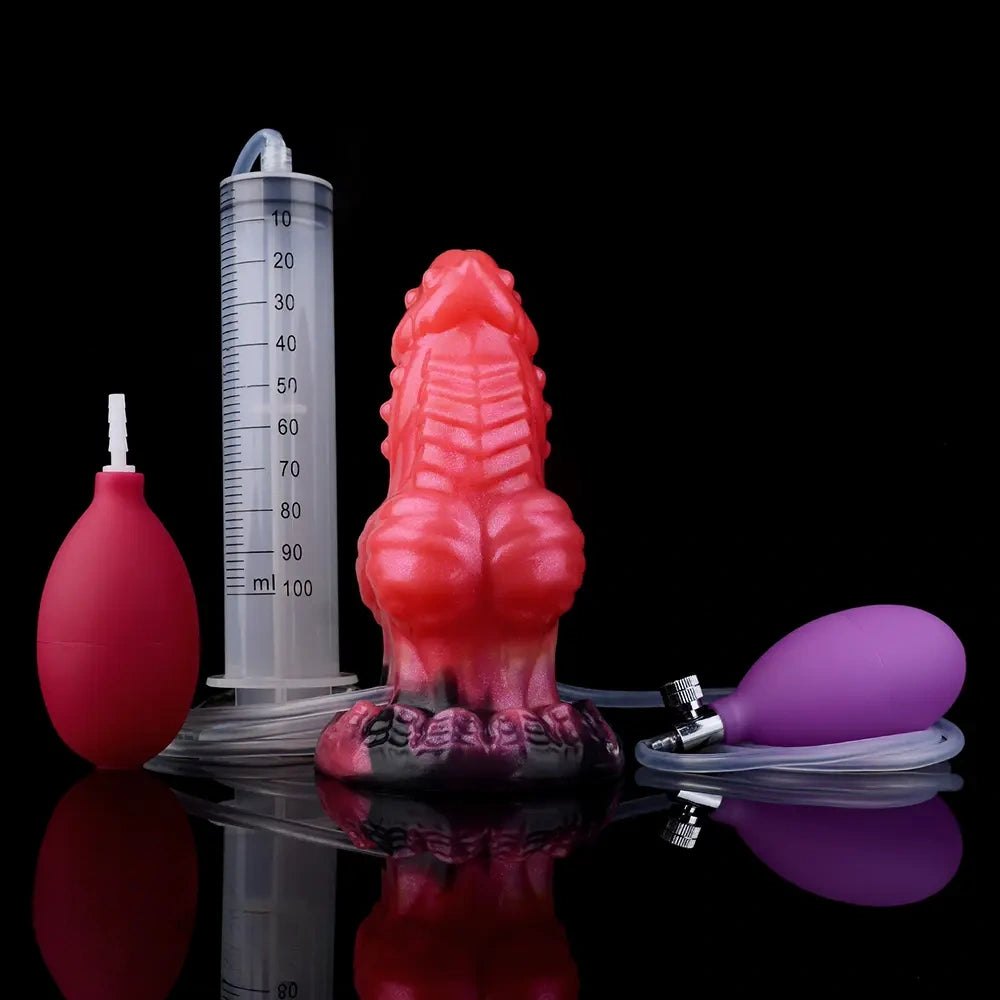 Red dragon knot fantasy dildo with fill kit, photo 18