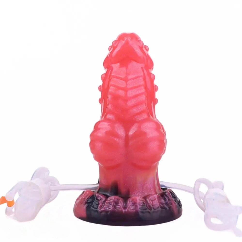 Red dragon knot fantasy dildo with fill kit, photo 4