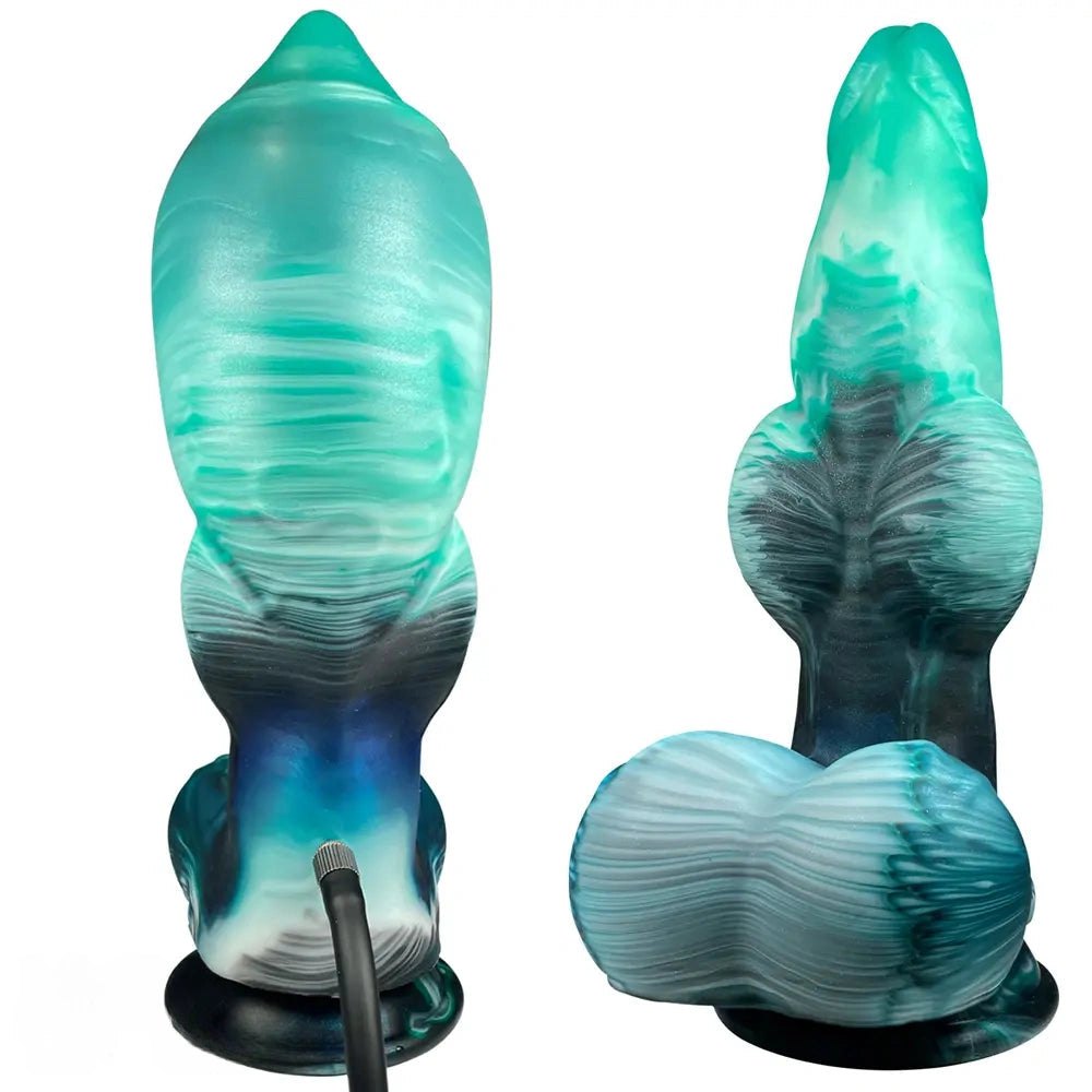 Textured knot fantasy dildo with inflatable base, photo 1
